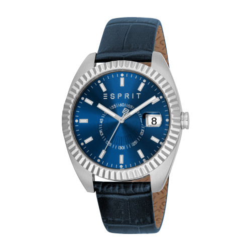 Esprit Men's Silver Color Watch With Dark Blue Dial And Leather Strap : EPT120FAS01629 : Momento