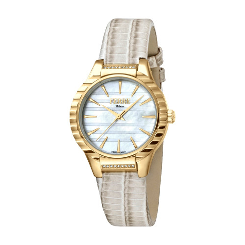 Ferre Milano Ladies Watch Mother Of Pearl Dial With Gray Leather Strap : RRE120FAS00532 : Momento