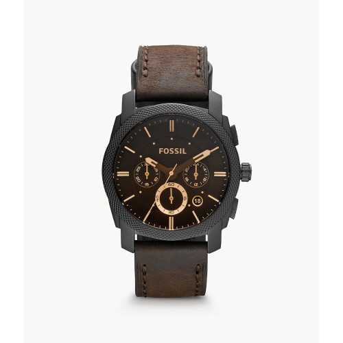 Fossil Machine Men's Mid-size Chronograph Brown Leather Watch : FSL120FAS00544 : Momento