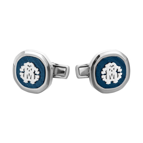 Roberto Cavalli Silver Color Cufflinks With Blue Pattern : RCA120ACC00438 : Momento