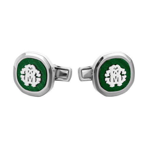 Roberto Cavalli Silver Color Cufflinks With Green Pattern : RCA120ACC00439 : Momento
