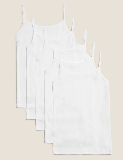 Pure Cotton Camisoles (5 Pieces) (2-16 Yrs) : 1202V : Marks and Spencer
