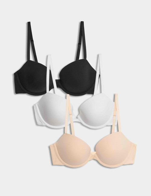 3pk Cotton Rich Wired Balcony Bras A-E : 335 : Marks and Spencer