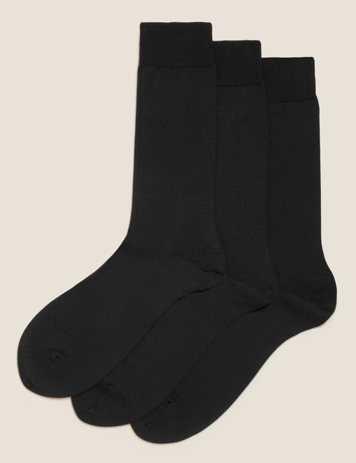 3 Pack Luxury Egyptian Cotton Rich Socks : 7060 : Marks and Spencer