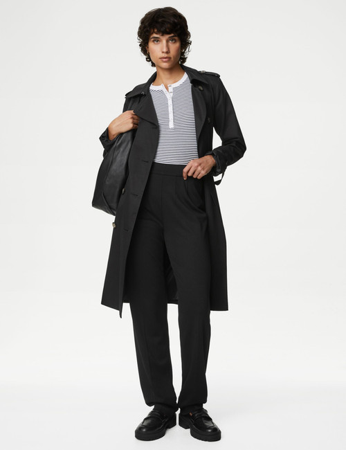 Jersey Straight Leg Trousers with Stretch : 4358 : Marks and Spencer