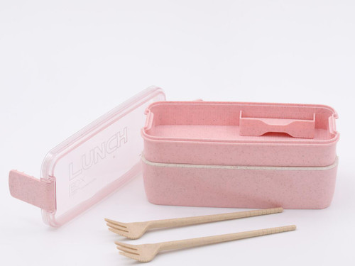 Lunch Box-wheat Straw/transparent Lid/750 Ml/pink : 6971710955109 : Mumuso