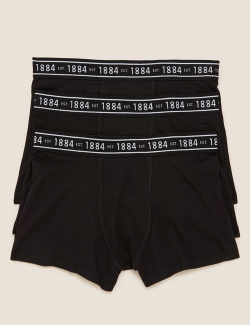 3pk Cotton Rich with Lycra® Trunks (6-16 Yrs) : 2585A : Marks and Spencer
