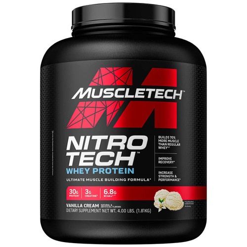 Muscletech Nitro Tech Whey Protein, Vanilla Cream, 4 LB : 631656703290 : Dr Nutrition