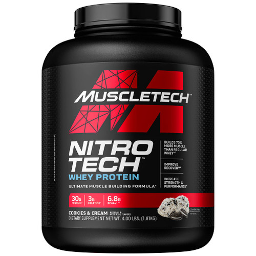 Muscletech Nitro Tech Whey Protein, Cookies and Cream, 4 LB : 631656703313 : Dr Nutrition