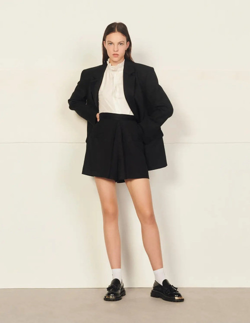 High-waisted shorts with buttons : RXSND0132572BLK034_1 : Sandro