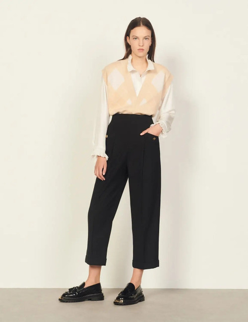 High-waisted trousers : RXSND0132475BLK034_1 : Sandro