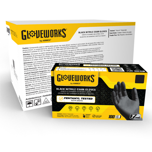 Gloveworks Black Nitrile PF Exam XXL Gloves
