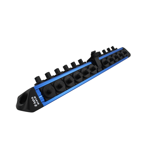 Astro Pneumatic 1/4 Inch Drive V12 Locking Magnetic Socket Organizer for 22 Sockets Plus Ratchet - Blue