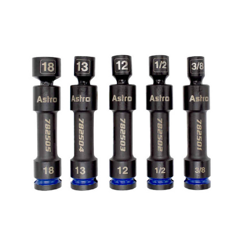 Astro Pneumatic 1/2 Inch Drive 12-Point Pinless Heavy-Duty Driveline Impact Socket Set