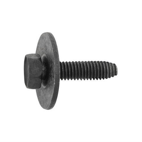 AUVECO 12323 Hex Head Sems CA Point Body Bolt, M6 x 1 mm Screw x 25 mm L, Black Polyseal