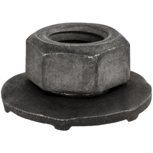 AUVECO 12595 Type A Toothed Free Spinning Washer Nut, M6 x 1 mm x 7 mm H x 10 mm Across Flats x 16 mm OD, Phosphate