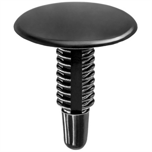 AUVECO 12909 Single Head Trim Panel Retainer, 1 in Dia Bottom Head, Nylon, Black