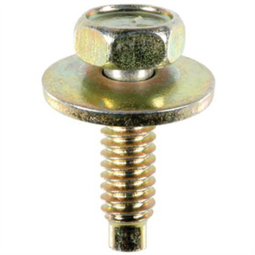 AUVECO 17034 Hex Sems Head Dog Point Body Bolt, 1/4 in - 20 TPI Screw x 7/16 in Hex x 7/8 in L, Yellow