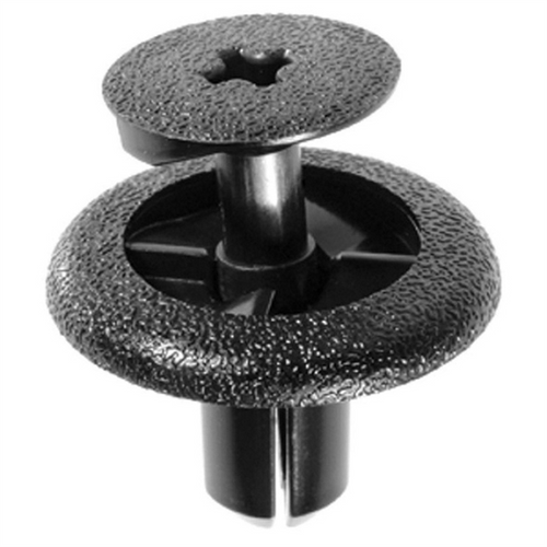 AUVECO 21594 Push/Screw-Type with Open End Duct and Lower Molding Retainer, 20 mm Dia Head, Nylon, Black