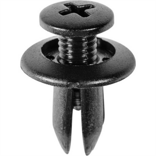 AUVECO 14260 Push-Type Screw-Type with Open End Retainer, 15 mm Dia Head x 12 mm L Stem x 7 mm Hole, Nylon, Black
