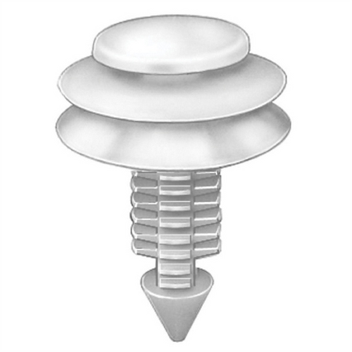 AUVECO AP17075 Triple Head Type 9 Trim Panel Retainer, (33/64 in Dia Top x 3/4 in Dia Bottom) Head, Nylon, White