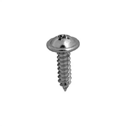 AUVECO AP2806 Phillips Round Head Washer A/AB Point Tapping Screw, #8 Screw x 5/8 in L, Chrome