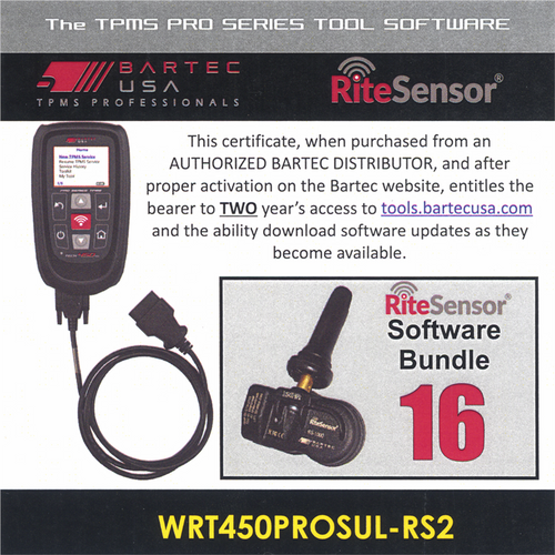 Bartec USA 2 Year Software License for the Tech450PRO w/ 16 RITE-SENSORS