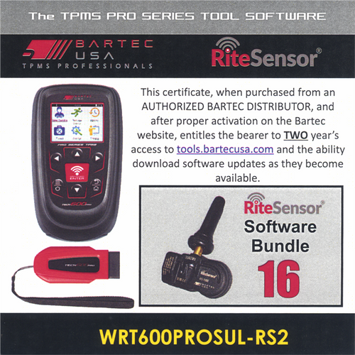 Bartec USA 2 Year Software License for the Tech600PRO w/ 16 RITE-SENSORS