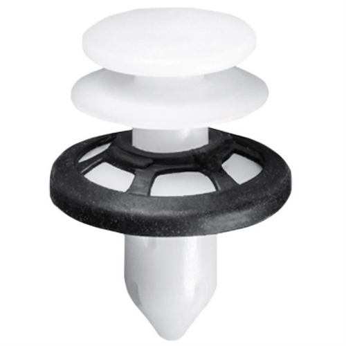 AUVECO 21601 Double Head Push-Type Type 9 Retainer, 22 mm Dia Head x 16 mm L Stem x 9 mm Hole, Black/White