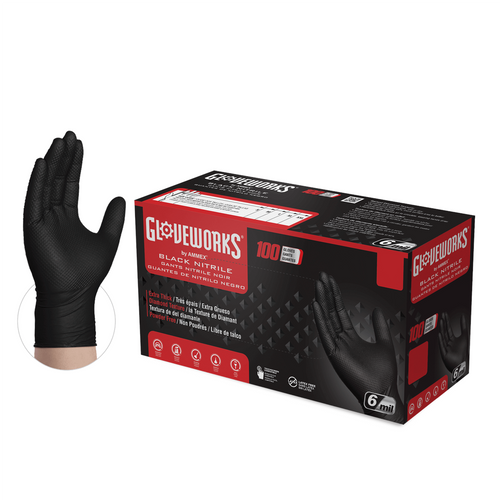 Gloveworks Heavy Duty Black Nitrile Gloves Large Gloveworks Heavy Duty Black Nitrile Gloves Large