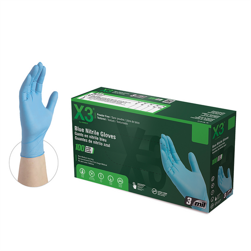 Xtreme M X3 Powder Free Textured Blue Nitrile