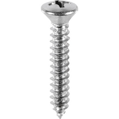 AUVECO AP2713 Phillips Oval Head A/AB Point Tapping Screw, #8 Screw x 1 in L, Chrome AUVECO AP2713 Phillips Oval Head A/AB Point Tapping Screw, #8 Screw x 1 in L, Chrome