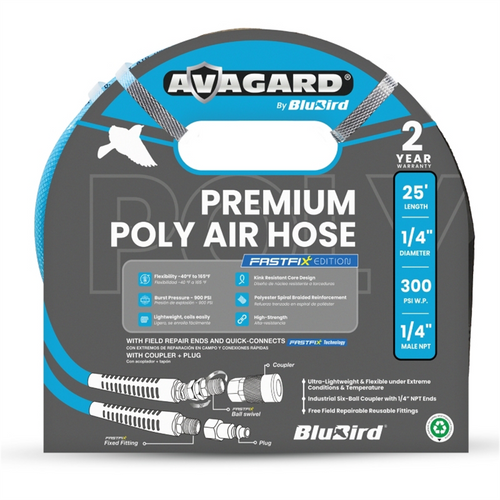 BluBird Avagard Poly Air Hose 1/4" X 25'-Blue-fastfix BluBird Avagard Poly Air Hose 1/4" X 25'-Blue-fastfix