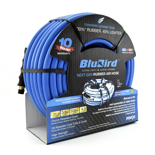 BluBird 3/8" x 35' Rubber Air Hose - Heavy - Duty Pneumatic Hoses BluBird 3/8" x 35' Rubber Air Hose - Heavy - Duty Pneumatic Hoses