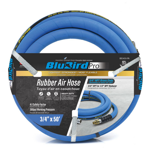 BluBird Pro Rubber Jack Hammer Air Hose Assembly 3/4" x 50'