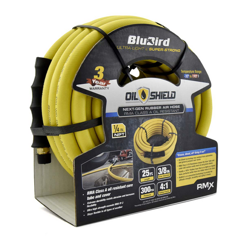BluBird OilShield 3/8"X25' Rubber Air Hose BluBird OilShield 3/8"X25' Rubber Air Hose