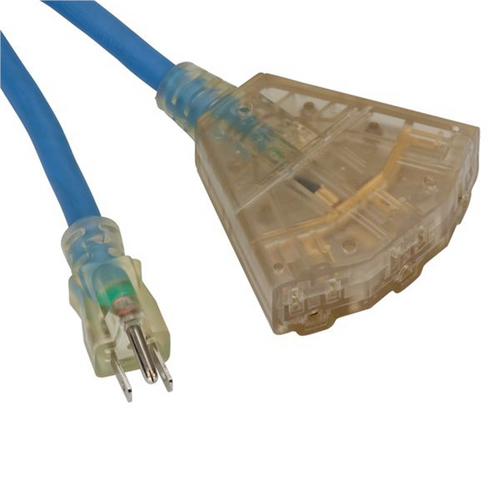 Bayco 50' Cord Triple-Tap 12/3 Lighted Ends