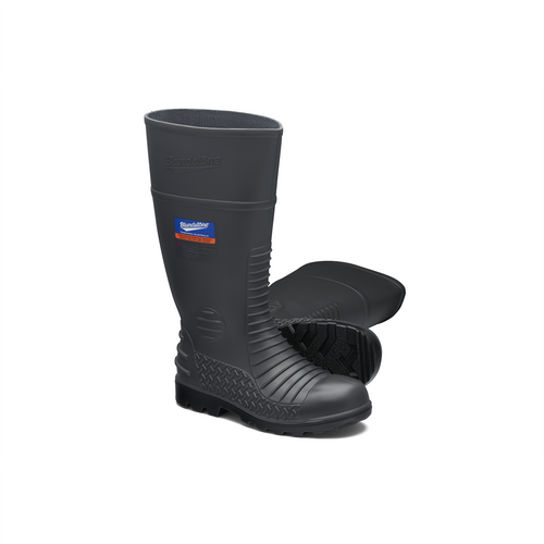 Blundstone Steel Toe Gumboots-Waterproof, Metarsal Guard, Puncture Resistant Midsole, Grey, AU size 6, US size 7