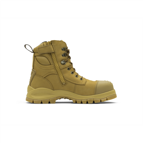 Blundstone Steel Toe Lace Up Side Zip, Water Resistant, Bump Cap, Wheat, AU size 4, US size 5