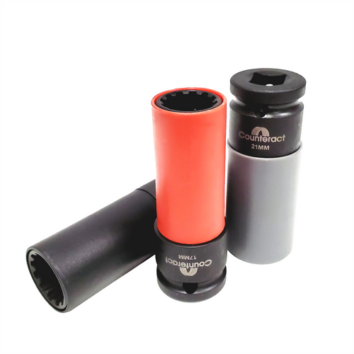 Counteract Auto/LT/Trailer Deep Thin Wall Impact Socket - 1/2" Drive - 3pc Set - 17mm, 19mm, 21mm