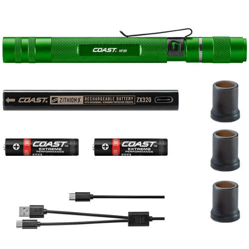 COAST Products HP3R 500 Lumen Rechargeable Penlight with Twist Focus - Green COAST Products HP3R 500 Lumen Rechargeable Penlight with Twist Focus - Green