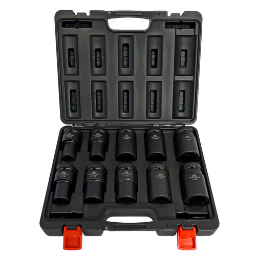 Counteract Commercial Deep Impact Socket - 1" Drive - 10pc Set - 13/16", 1-1/16", 1-1/8", 1-1/4", 1-1/2", 17mm, 21mm, 33mm, 35mm, 41mm