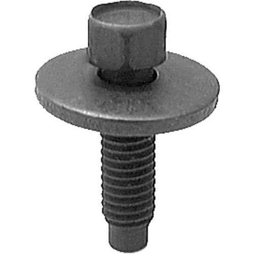AUVECO 12160 Hex Head Sems Dog Point Body Bolt, M6 x 1 mm Screw x 22 mm L, Phosphate