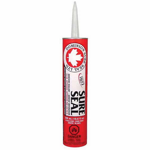 Dominion Sure Seal 9002 All-Purpose Sure Seal Adhesive Sealant, 300 mL Cartridge, White, Liquid, 24 hr Curing