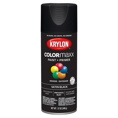 Krylon Satin Black; 12 oz. Aerosol
