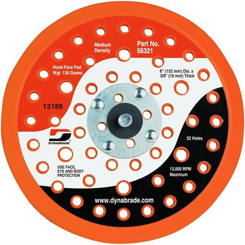 Dynabrade 6 VAC DISC PAD HOOK-FACE 52 HOLES 3/8 THICKNESS