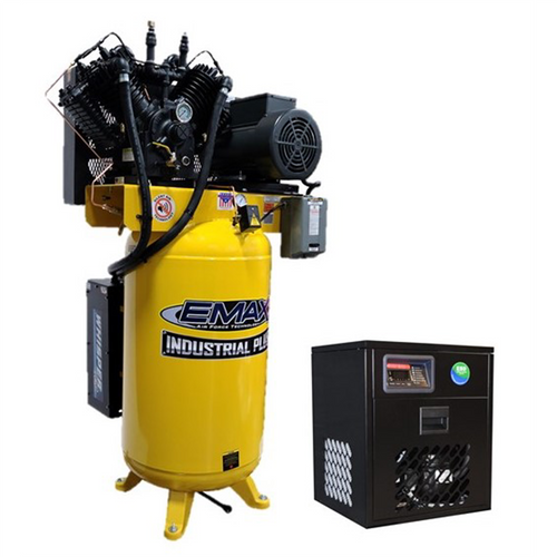 Emax Compressor 7.5HP 1 PH Industrial Plus 80 Gal. Vertical Silent Air Compressor with 30 CFM Dryer Bundle