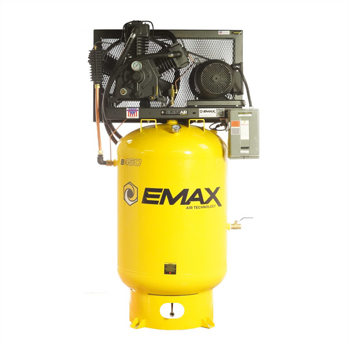 Emax Compressor Silent Industrial Plus 10 HP 1-Phase 120 gal. Vertical Compressor with 58 CFM Dryer Bundle-With 3CYL Pressure Lube Pump