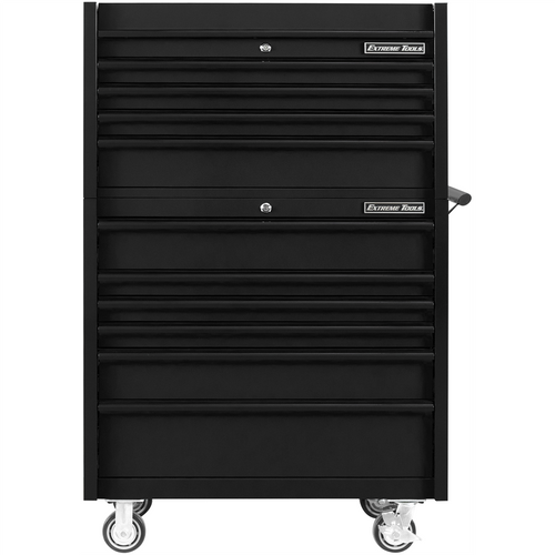 Extreme Tools DX Series 41"W x 25"D 4 Drawer Top Chest & 6 Drawer  Roller Cabinet Combo - Matte Black, Black Trim