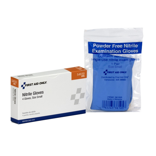 First Aid Only Small Nitrile Exam Gloves 4/Bx